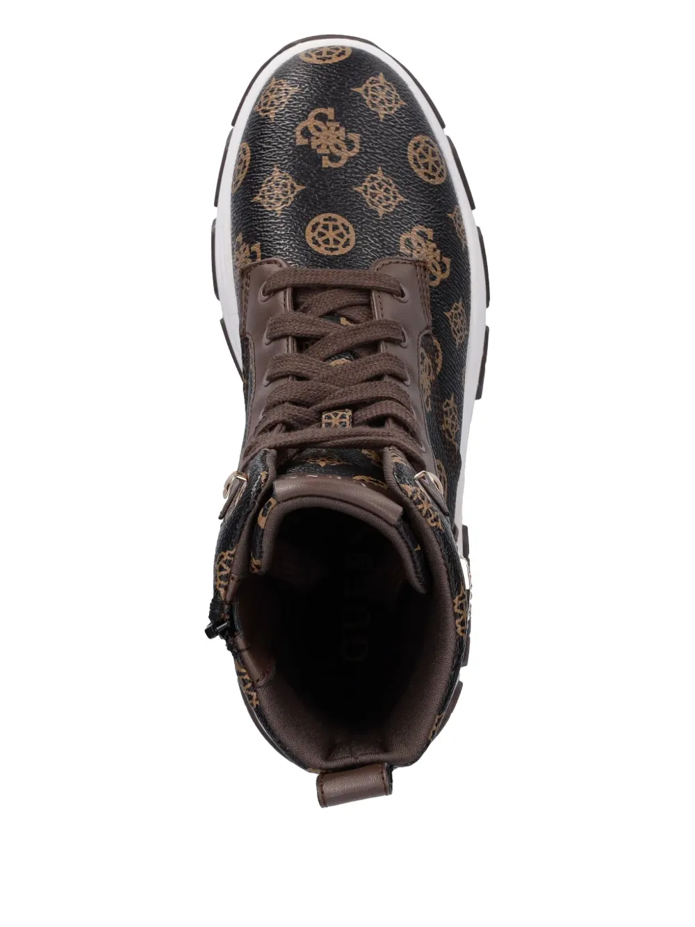 Guess Usa Benzon 4g Peony Logo Sneakers In Brown