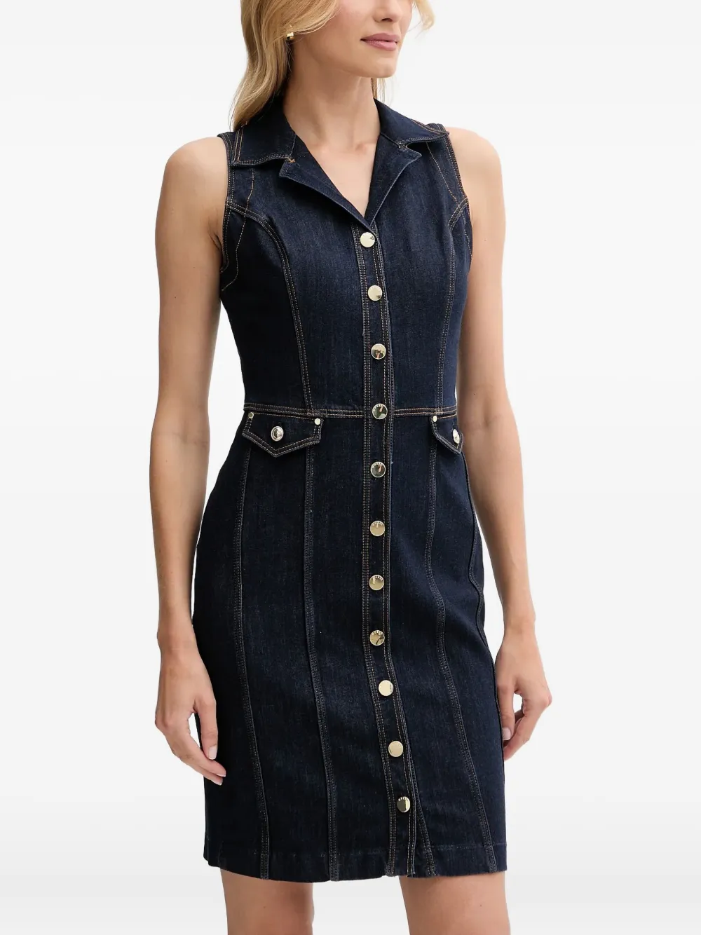 GUESS USA buttoned pocketed midi day dress | Blue | Image 1