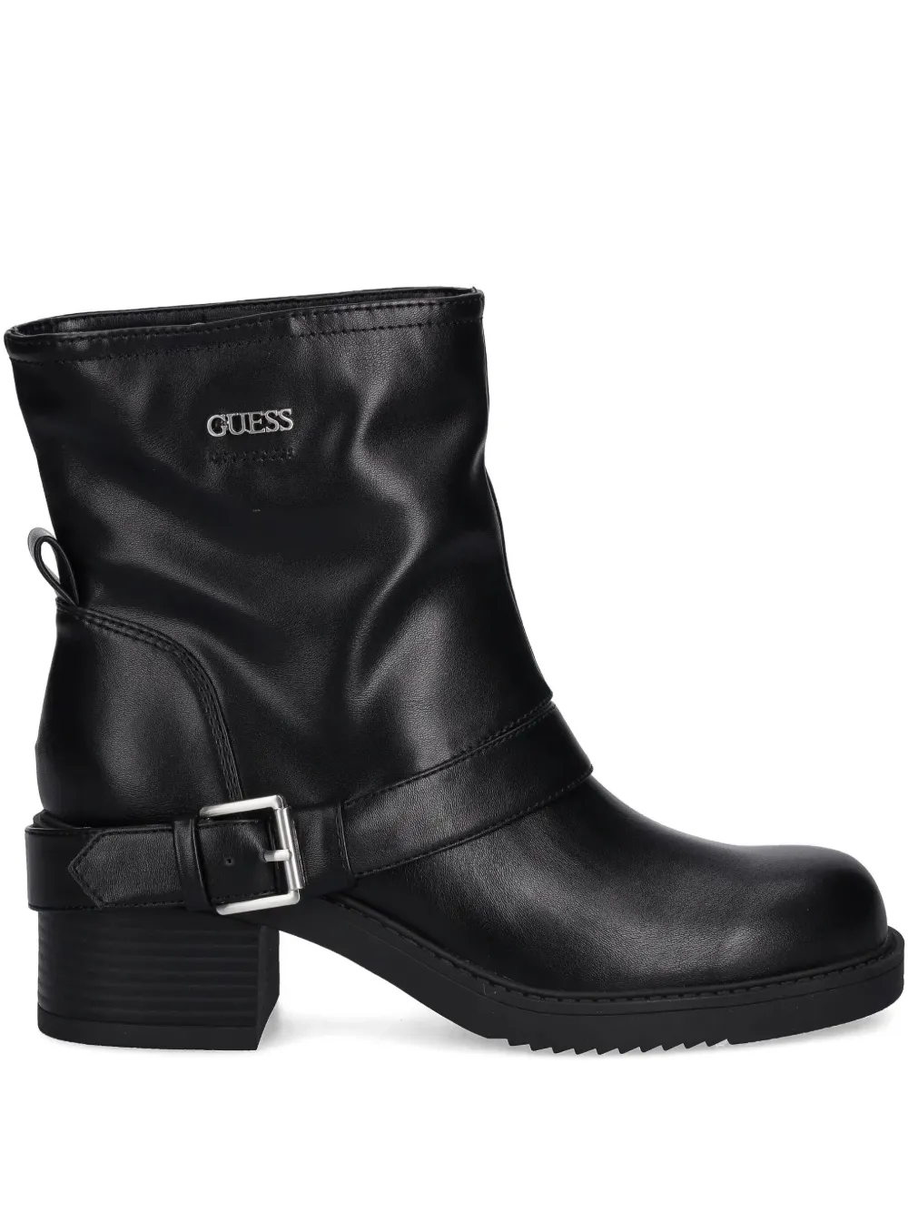 Guess Usa Buckled-strap Ankle Boots In Black