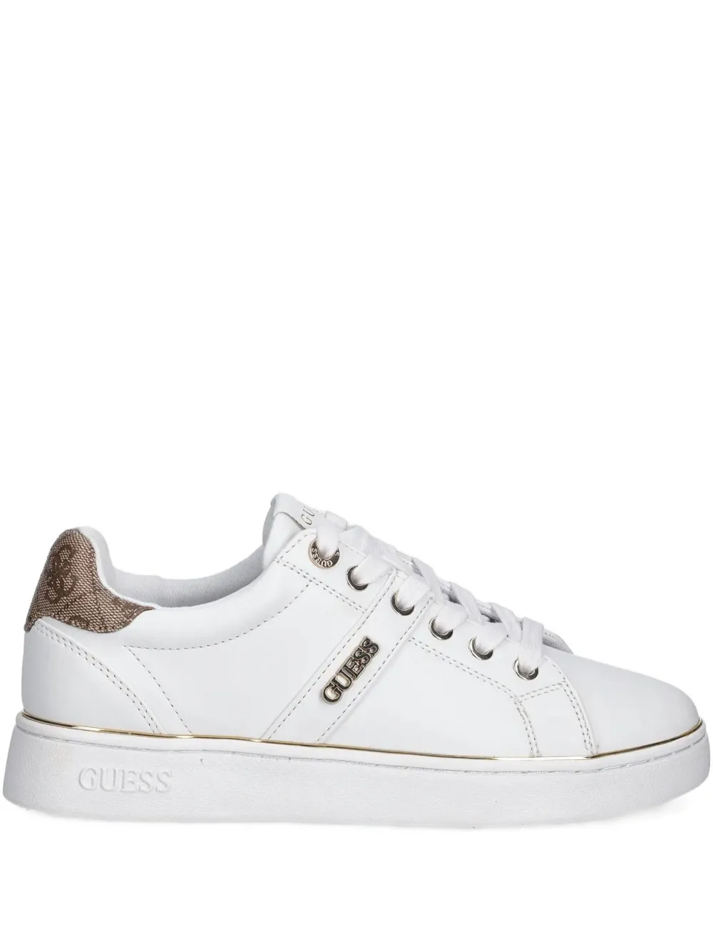 Guess Usa Welli Leather Sneakers In White