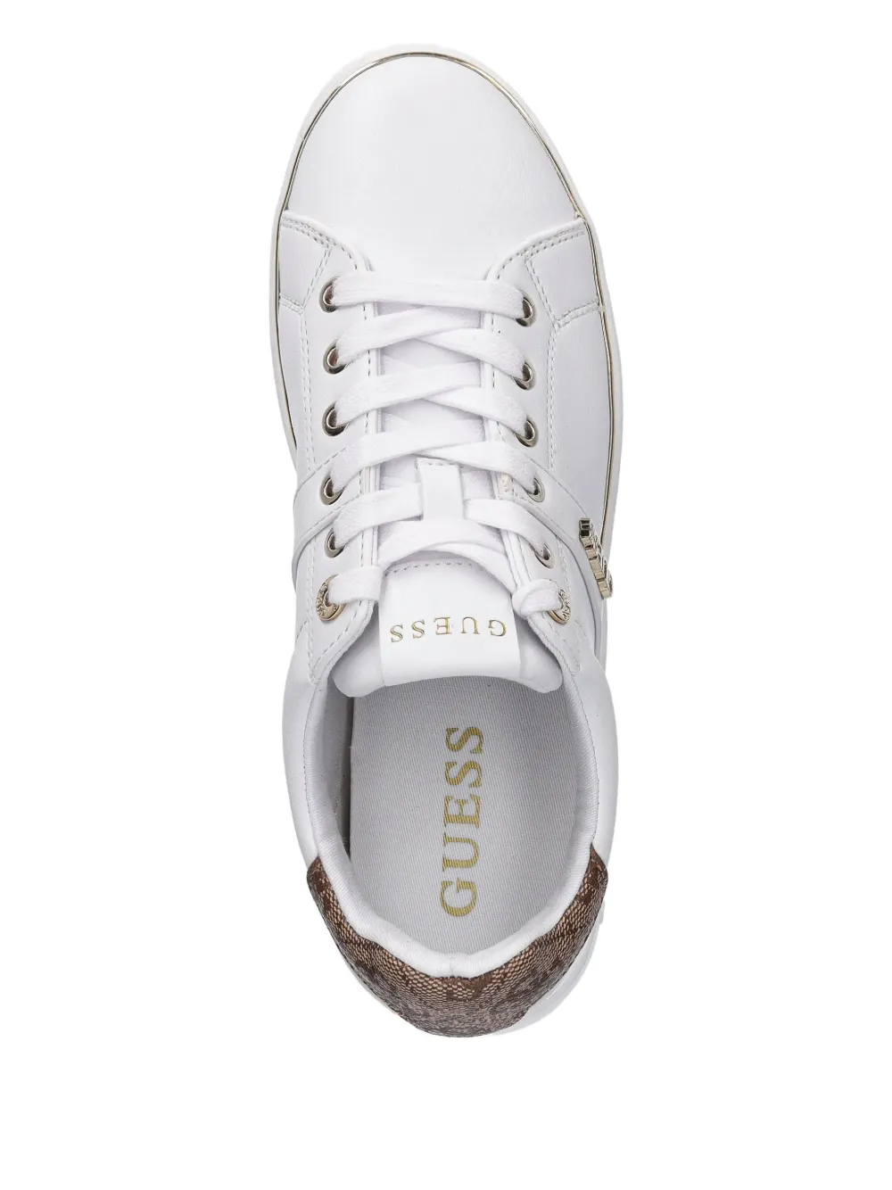 Guess Usa Welli Leather Sneakers In White