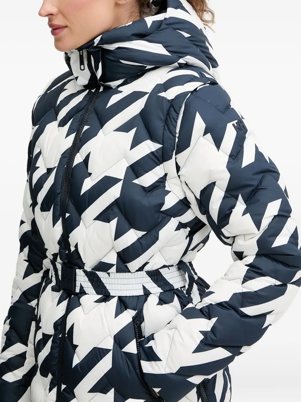 Helly Hansen Houndstooth-pattern Down Jacket In White