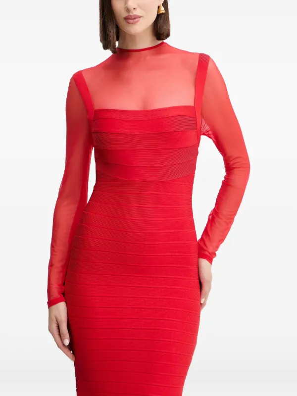 open lace back dress Herve Leger Iridessa Signature Bandage Maroon Dress – Runway Catalog main image 1