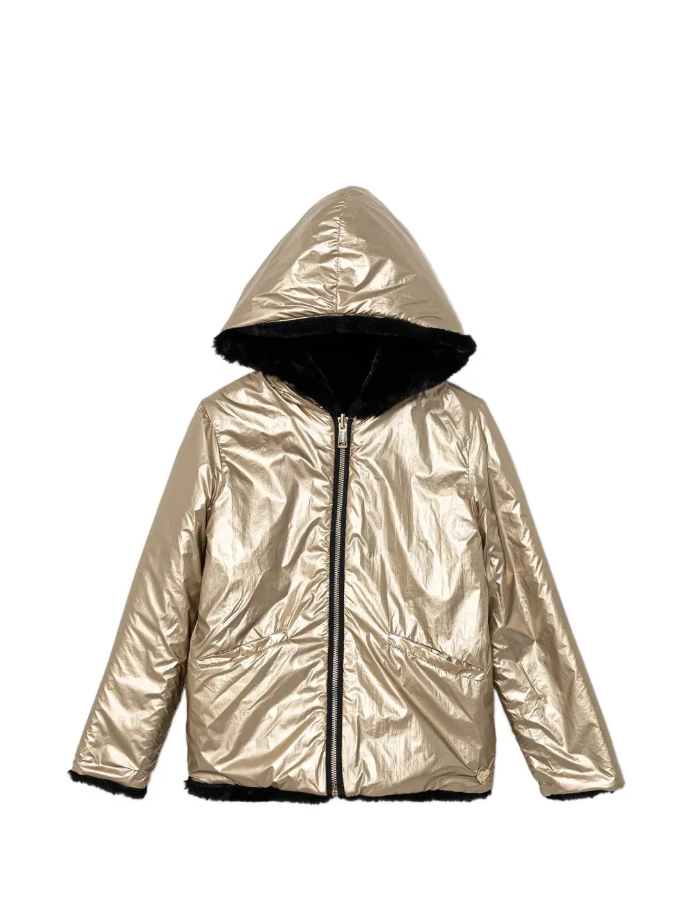 guess kids hooded faux fur jacket - Oro