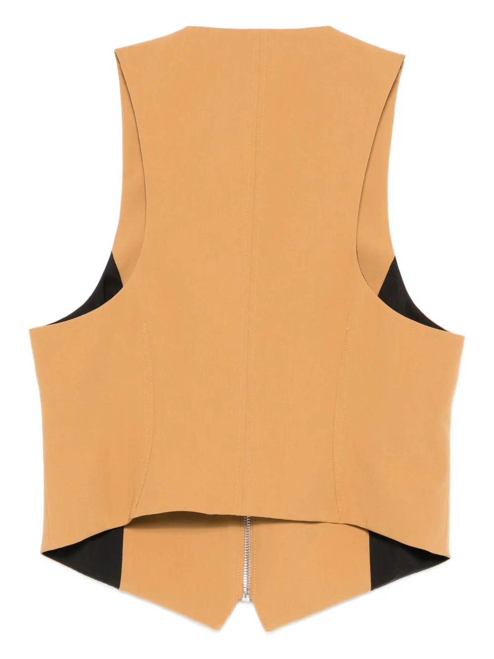 Patrizia Pepe Vest met V-hals en rits Beige