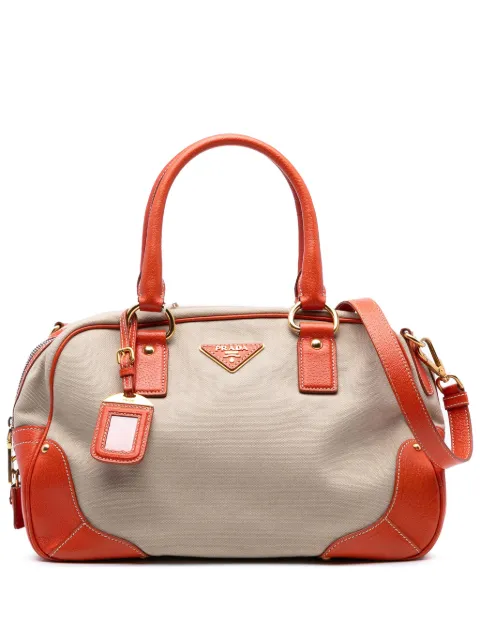 Prada Pre-Owned 2000-2025 Cinghial Trimmed Canvas Canapa satchel