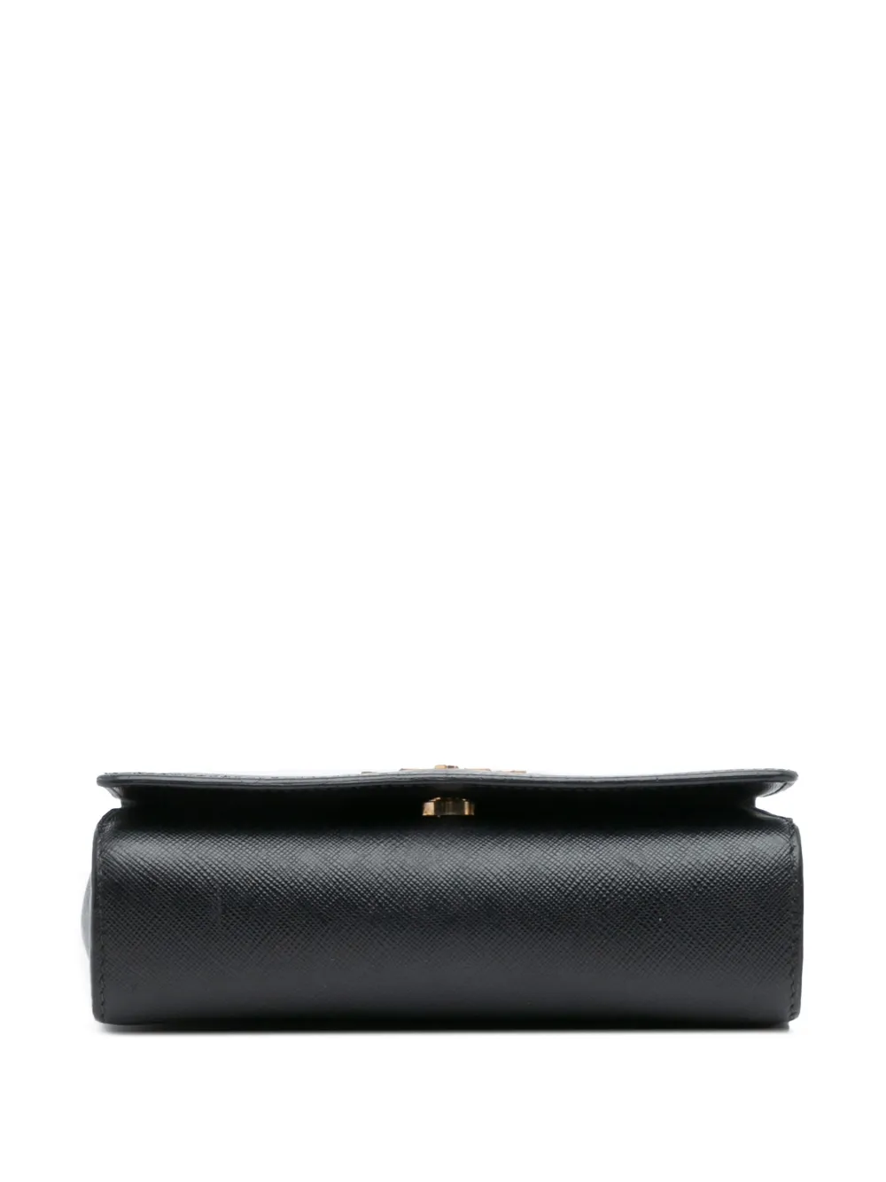 Pre-owned Prada 2000-2025 Saffiano Chain Crossbody Bag In Black