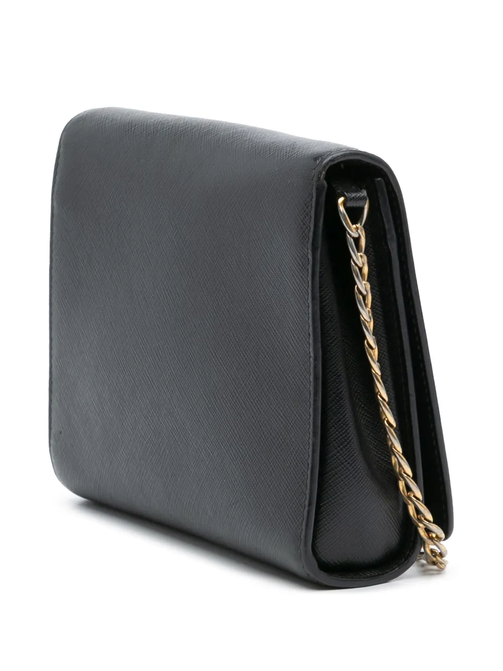 Pre-owned Prada 2000-2025 Saffiano Chain Crossbody Bag In Black