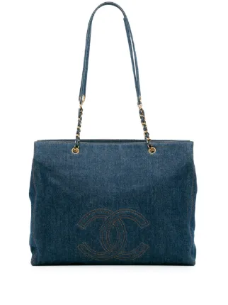 CHANEL Pre-Owned 1996-1997 ココマーク デニム チェーン ハンドバッグ