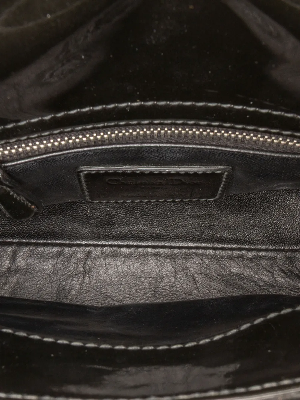 Pre-owned Dior 2012 Mini Multicolor Metallic Fabric And Patent Leather Lady Satchel In Black
