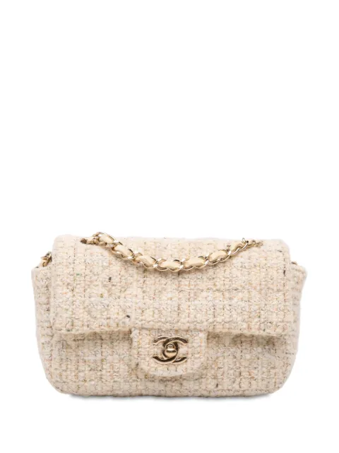 CHANEL Pre-Owned bolsa crossbody Single Flap mini con diseño rectangular de tweed 2018-2019