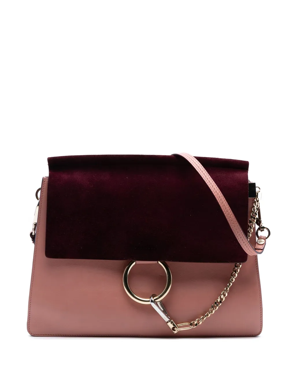 Pre-owned Chloé 2016 Medium Calfskin And Suede Faye Crossbody Bag In Pink