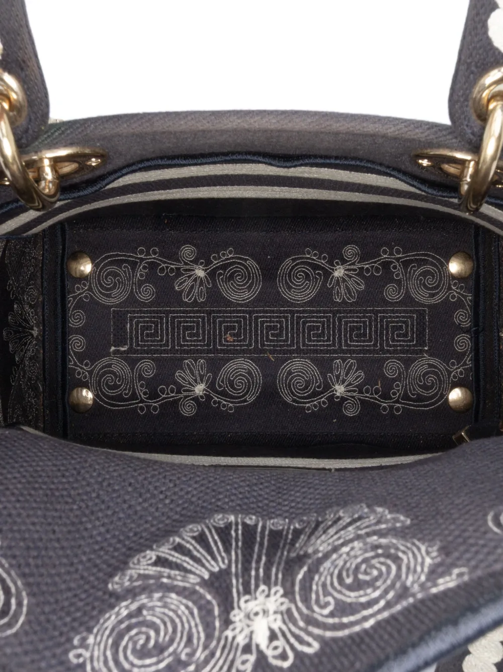 Pre-owned Dior 2021 Medium Embroidered Canvas Cornely Lady D Lite Satchel In Blue