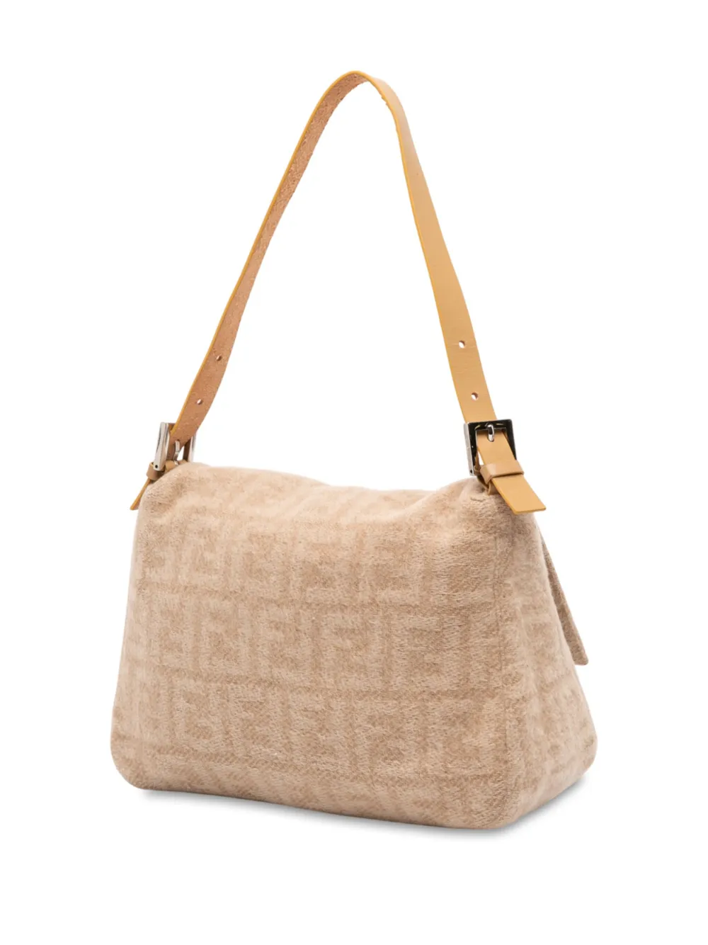 Pre-owned Fendi 2000-2010 Zucca Wool Mamma Forever Shoulder Bag In Brown