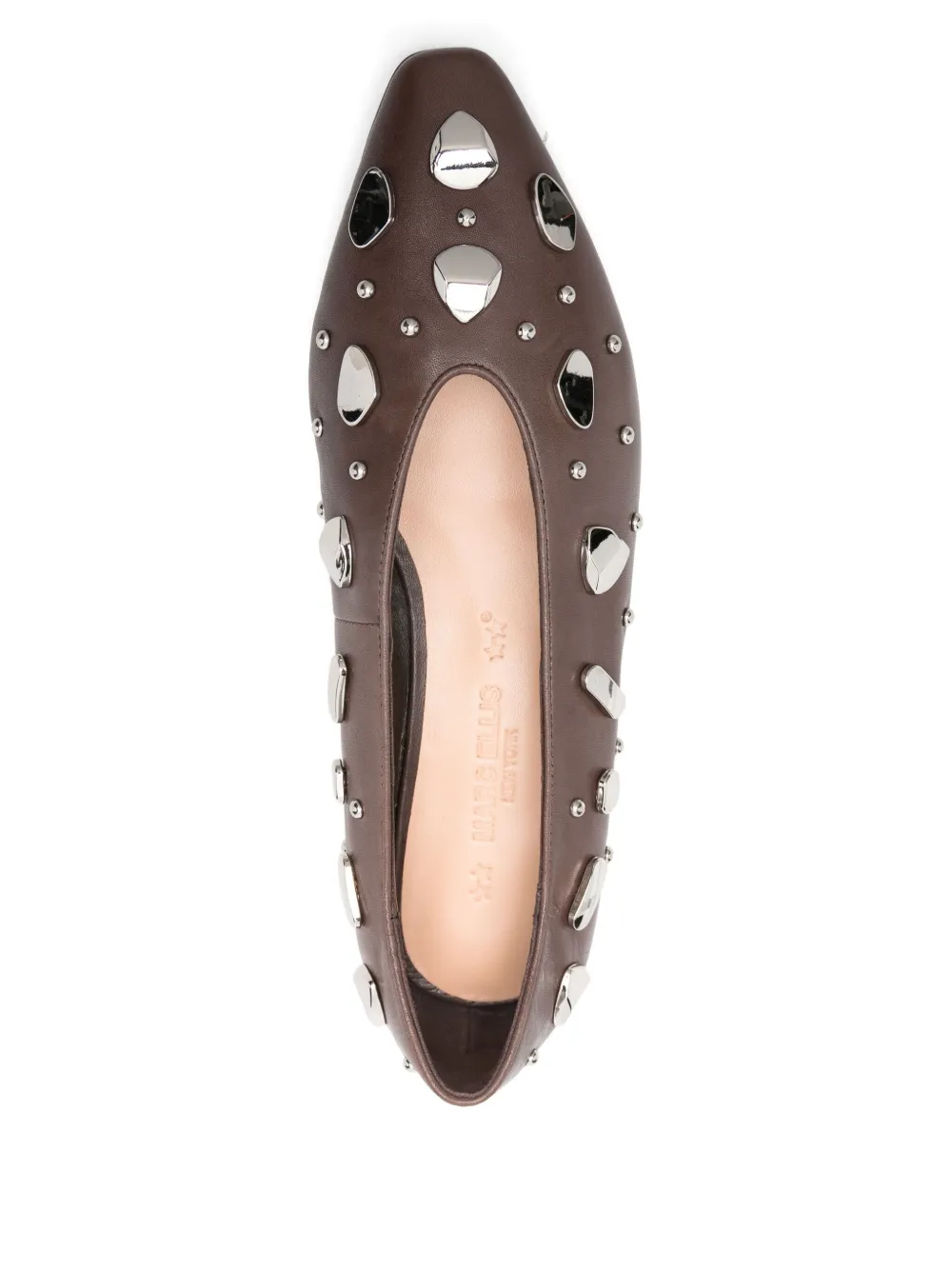 Marc Ellis Embellished Pointed Heeled Pumps In Brown