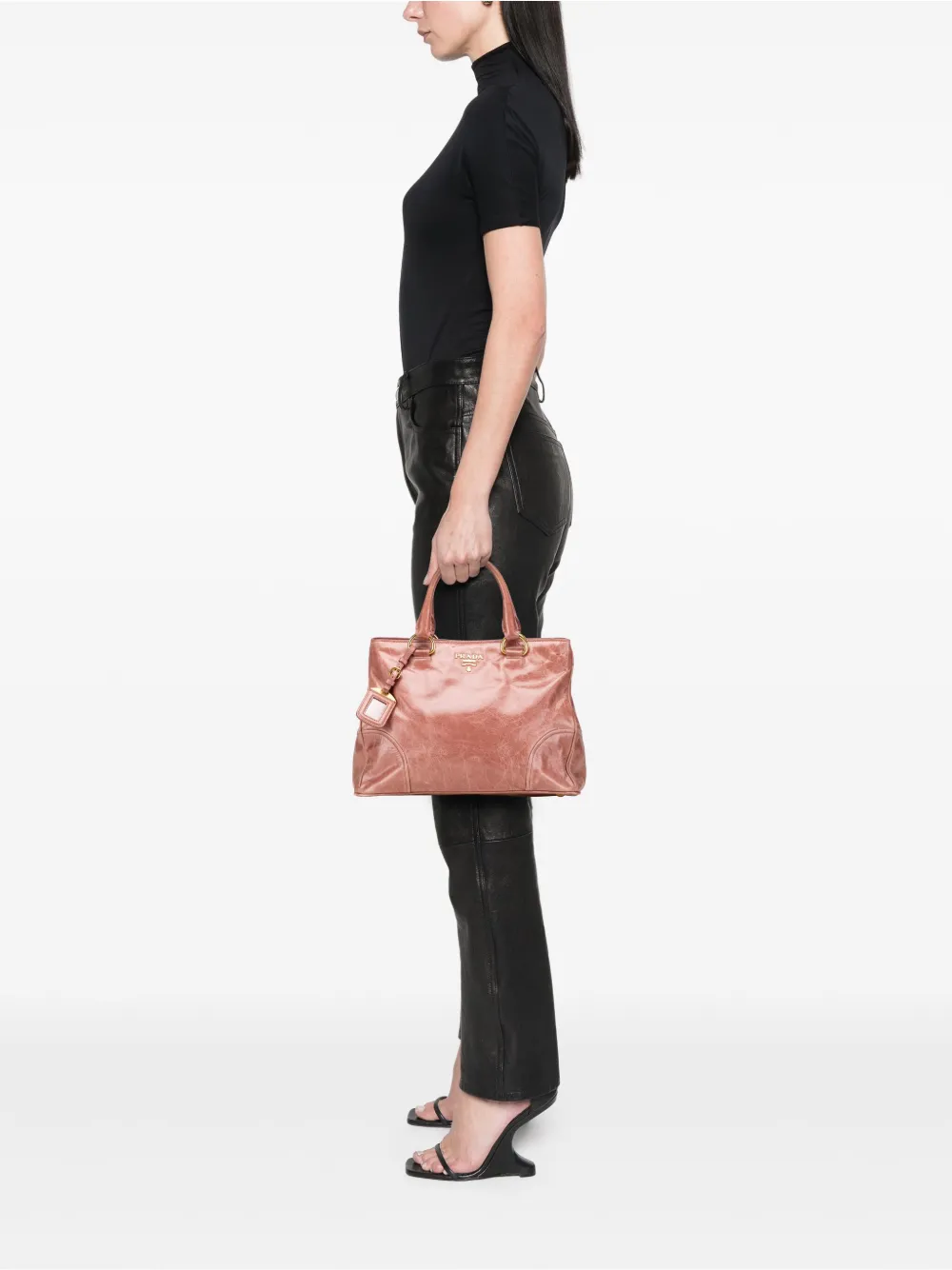 Pre-owned Prada 2000-2025 Vitello Shine Satchel In Pink