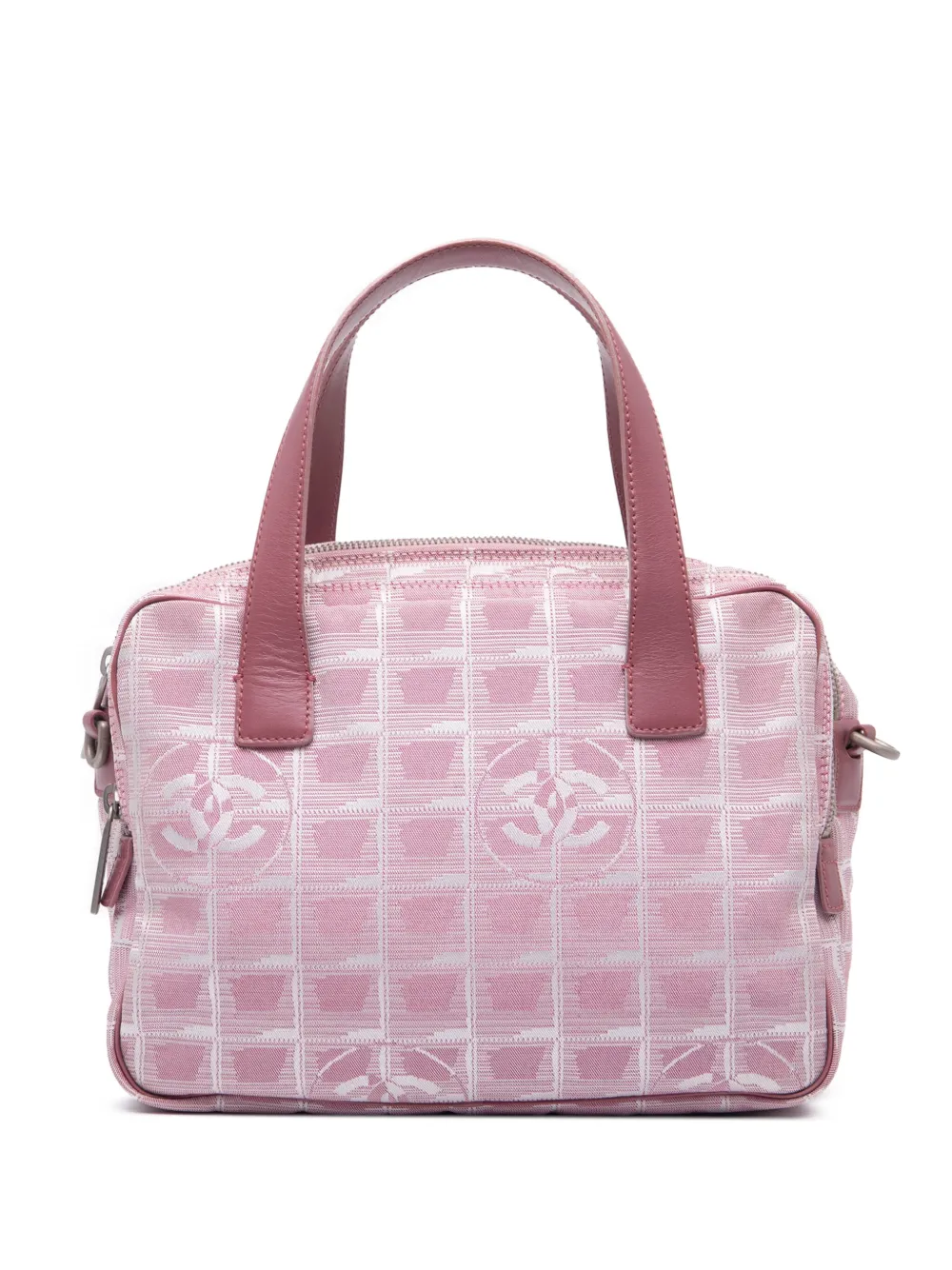 Pre-owned Chanel 2000-2002 New Travel Line Nylon Satchel In Pink