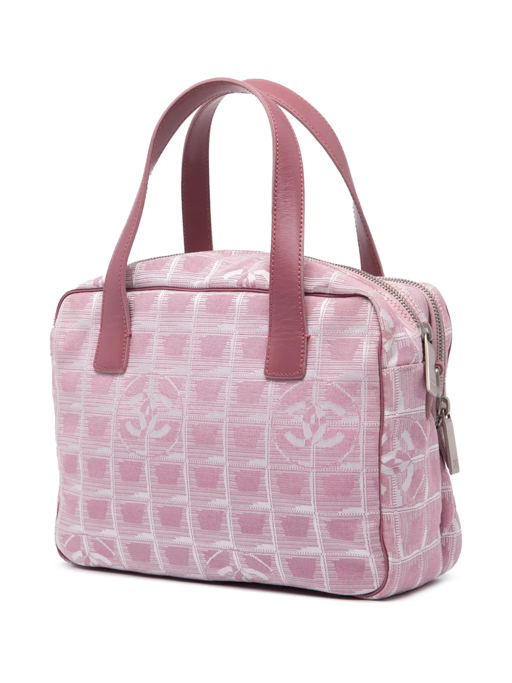 Pre-owned Chanel 2000-2002 New Travel Line Nylon Satchel In Pink