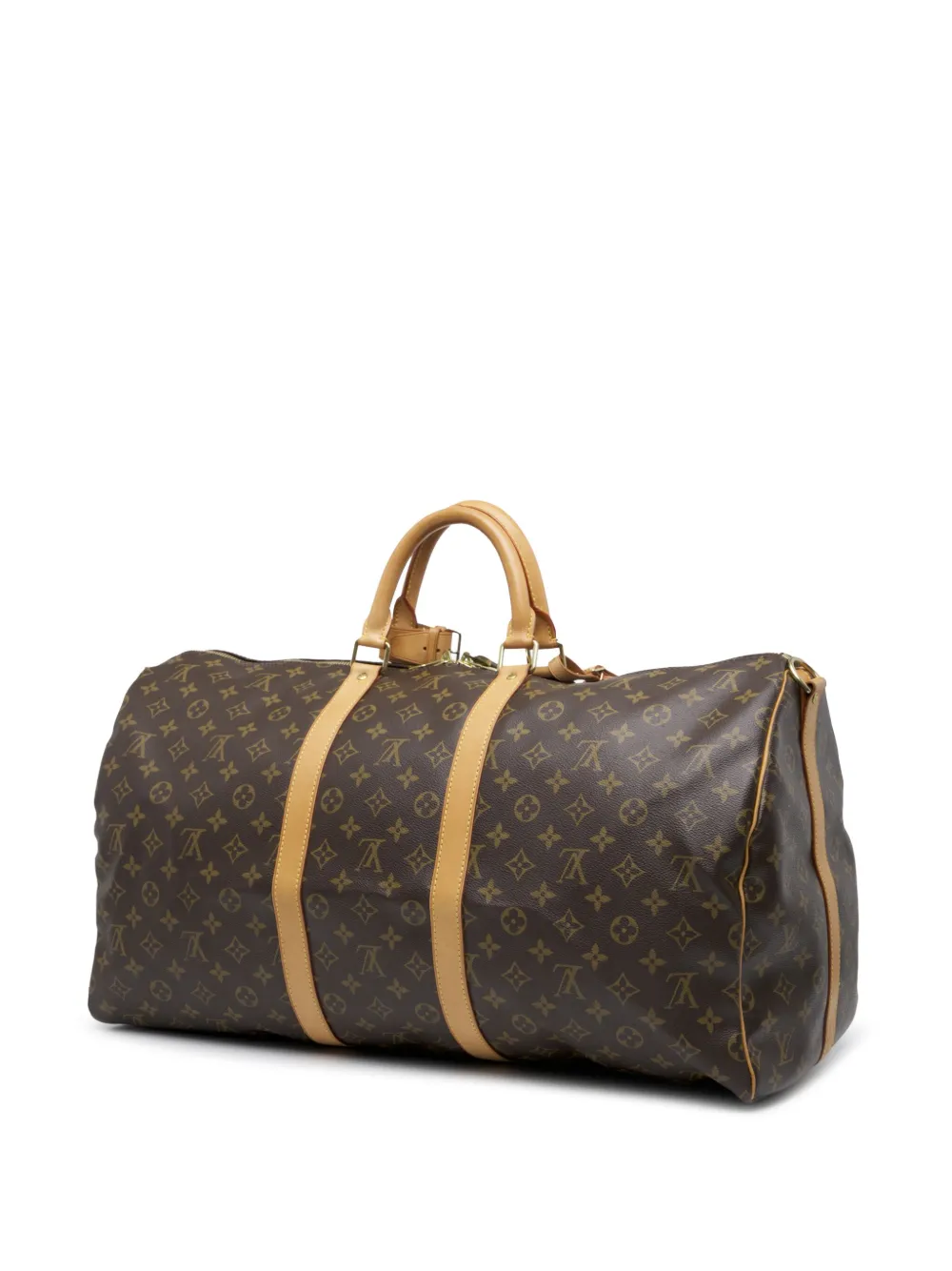 Pre-owned Louis Vuitton 2004 Monogram Keepall Bandouliere 55 Travel Bag In Brown