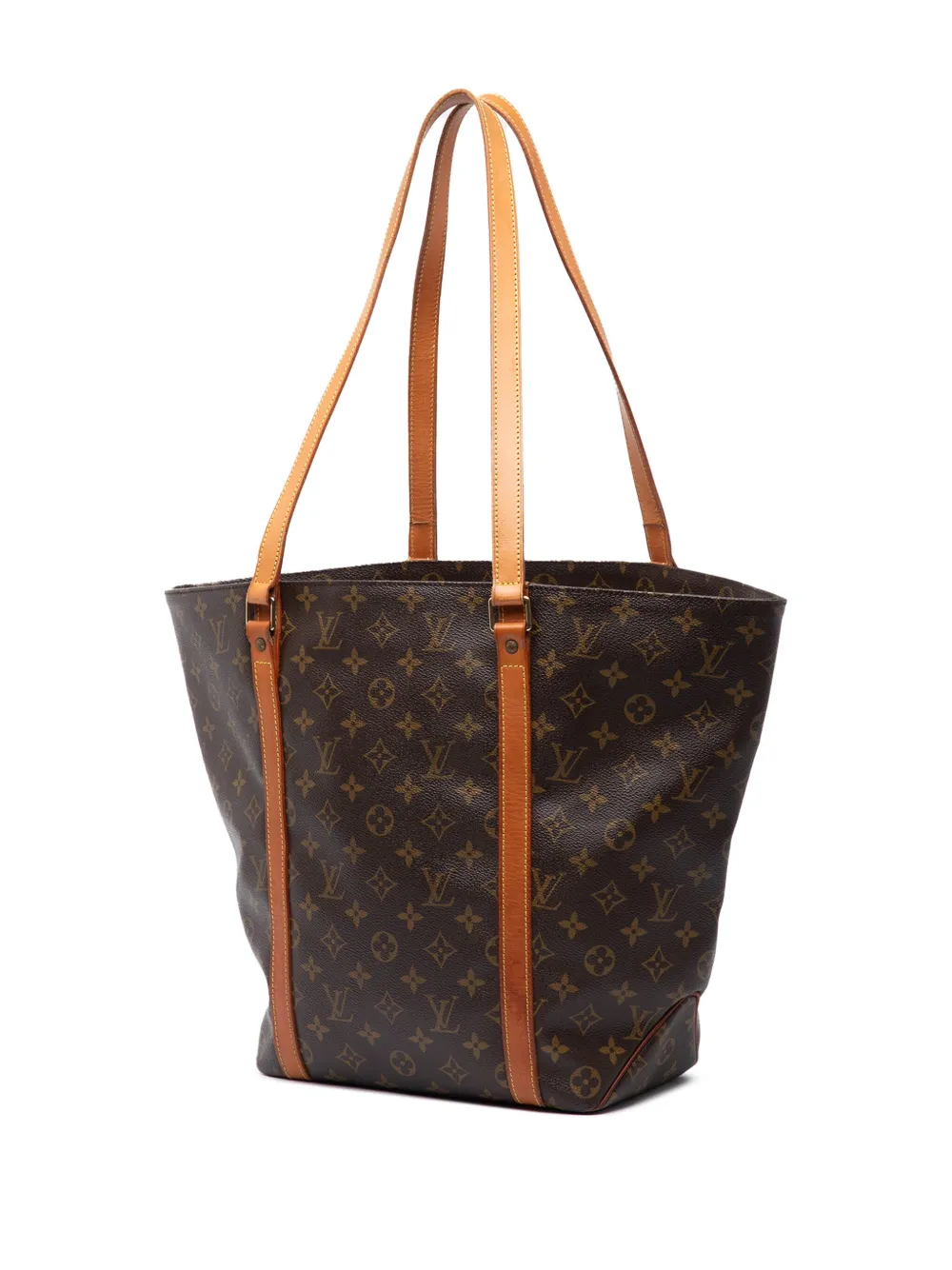 Pre-owned Louis Vuitton 1997 Monogram Sac Shopping Tote Bag In Brown
