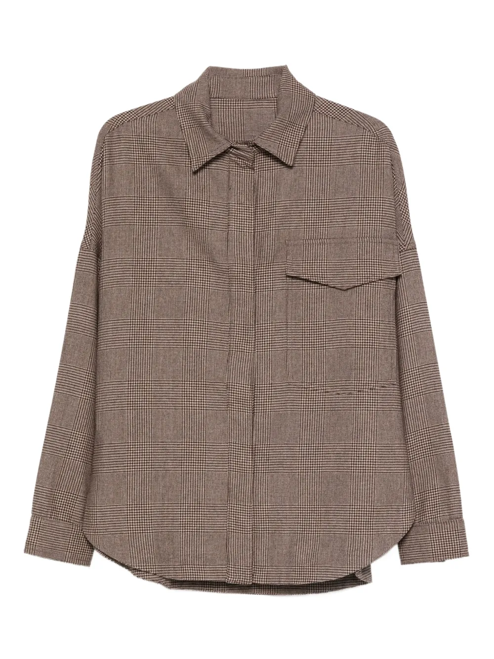 Nine In The Morning Rosa Check Pocket Over Shirt In Brown