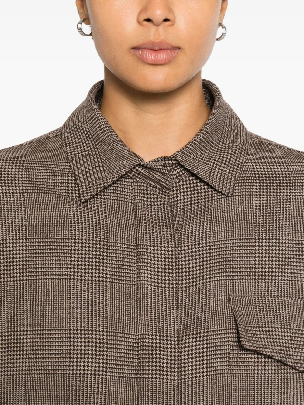 Nine In The Morning Rosa Check Pocket Over Shirt In Brown