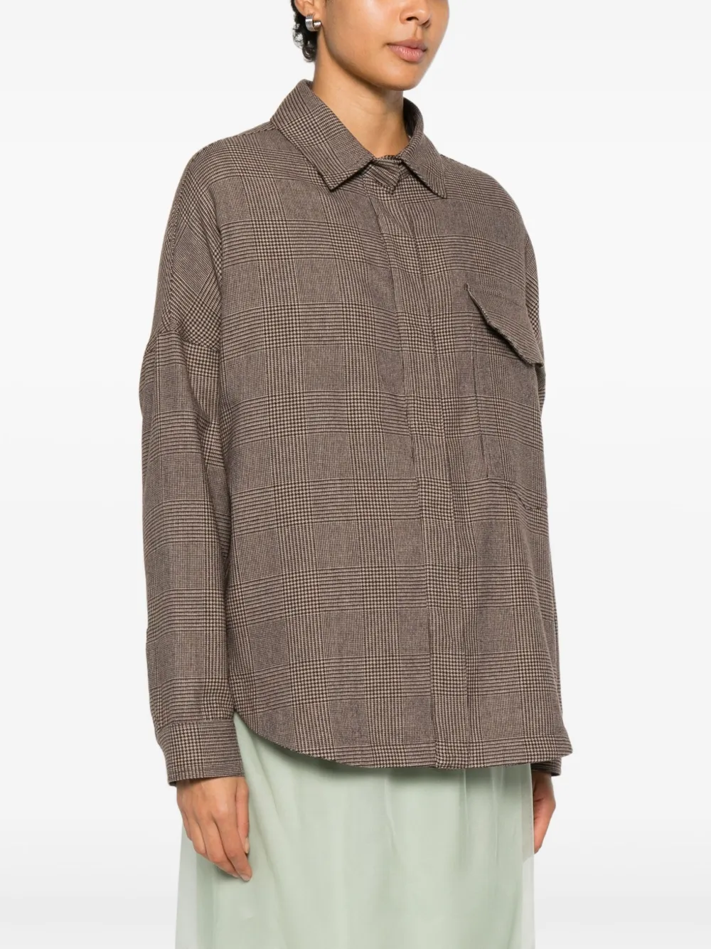 Nine In The Morning Rosa Check Pocket Over Shirt In Brown