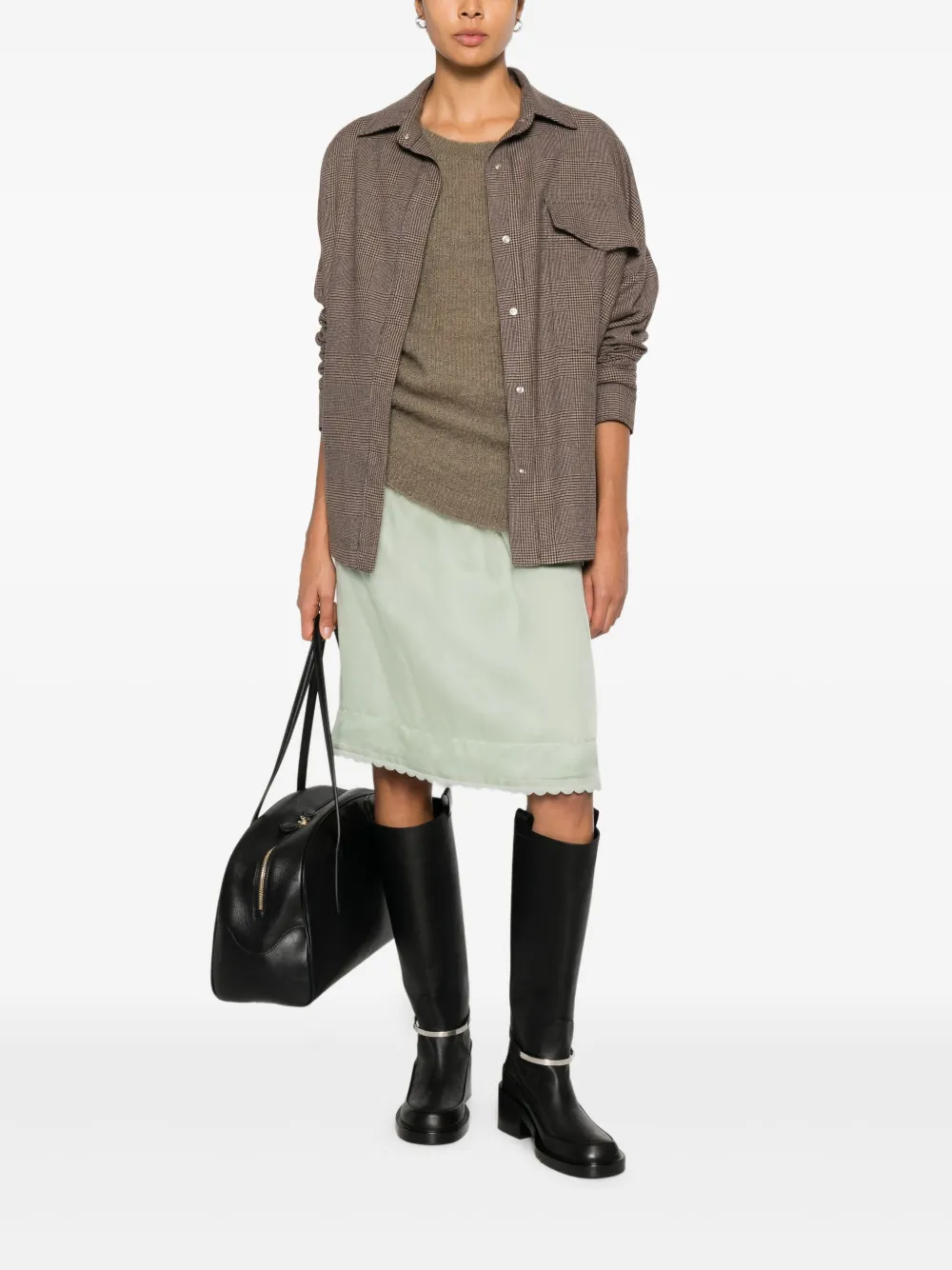 Nine In The Morning Rosa Check Pocket Over Shirt In Brown