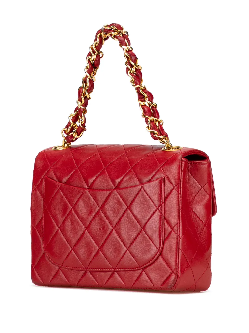 Pre-owned Chanel 1986-1988 Micro Classic Lambskin Belt Bag In Red