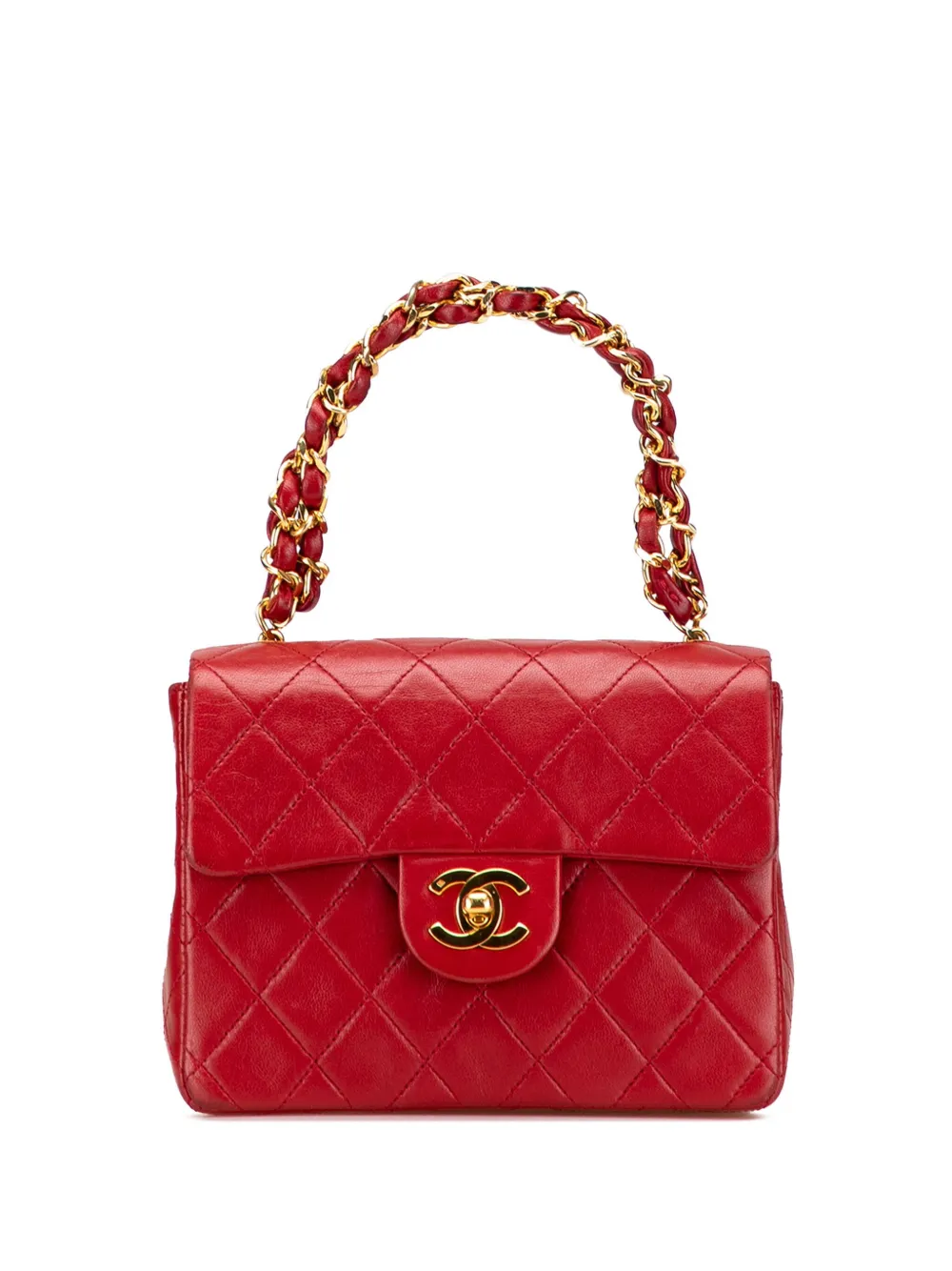 Pre-owned Chanel 1986-1988 Micro Classic Lambskin Belt Bag In Red