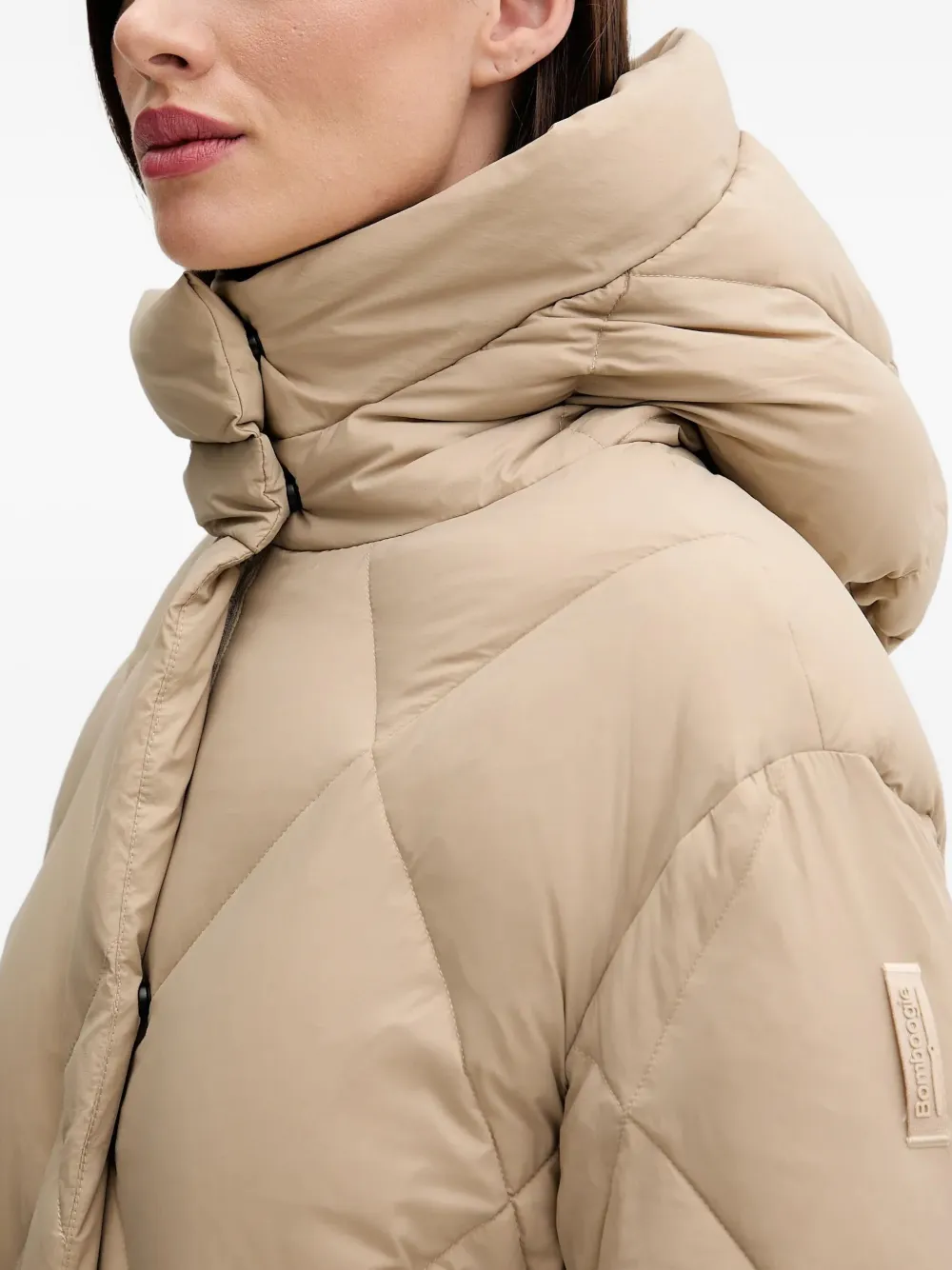 Bomboogie Quilted Hooded Coat In Neutral