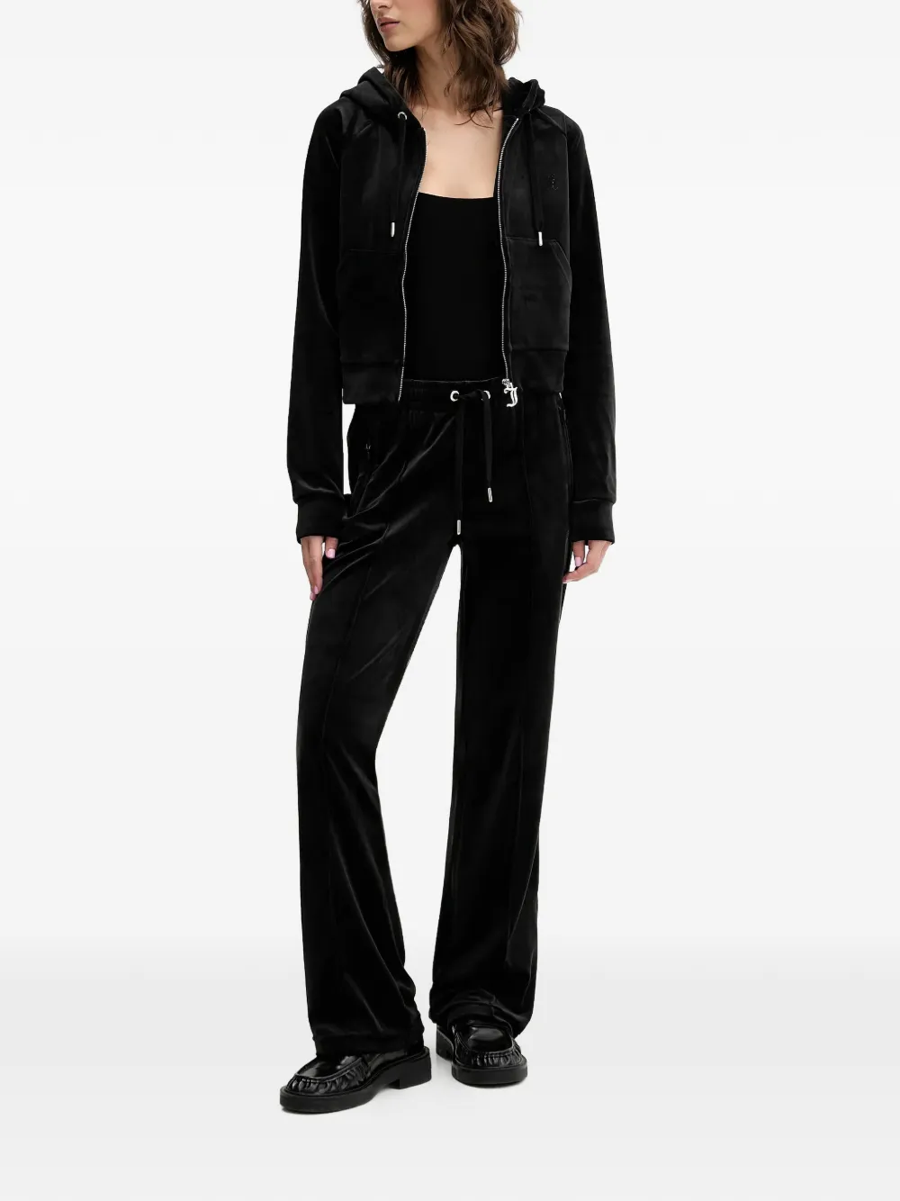 Juicy Couture logo-embellished zip-fastening hoodie - Zwart