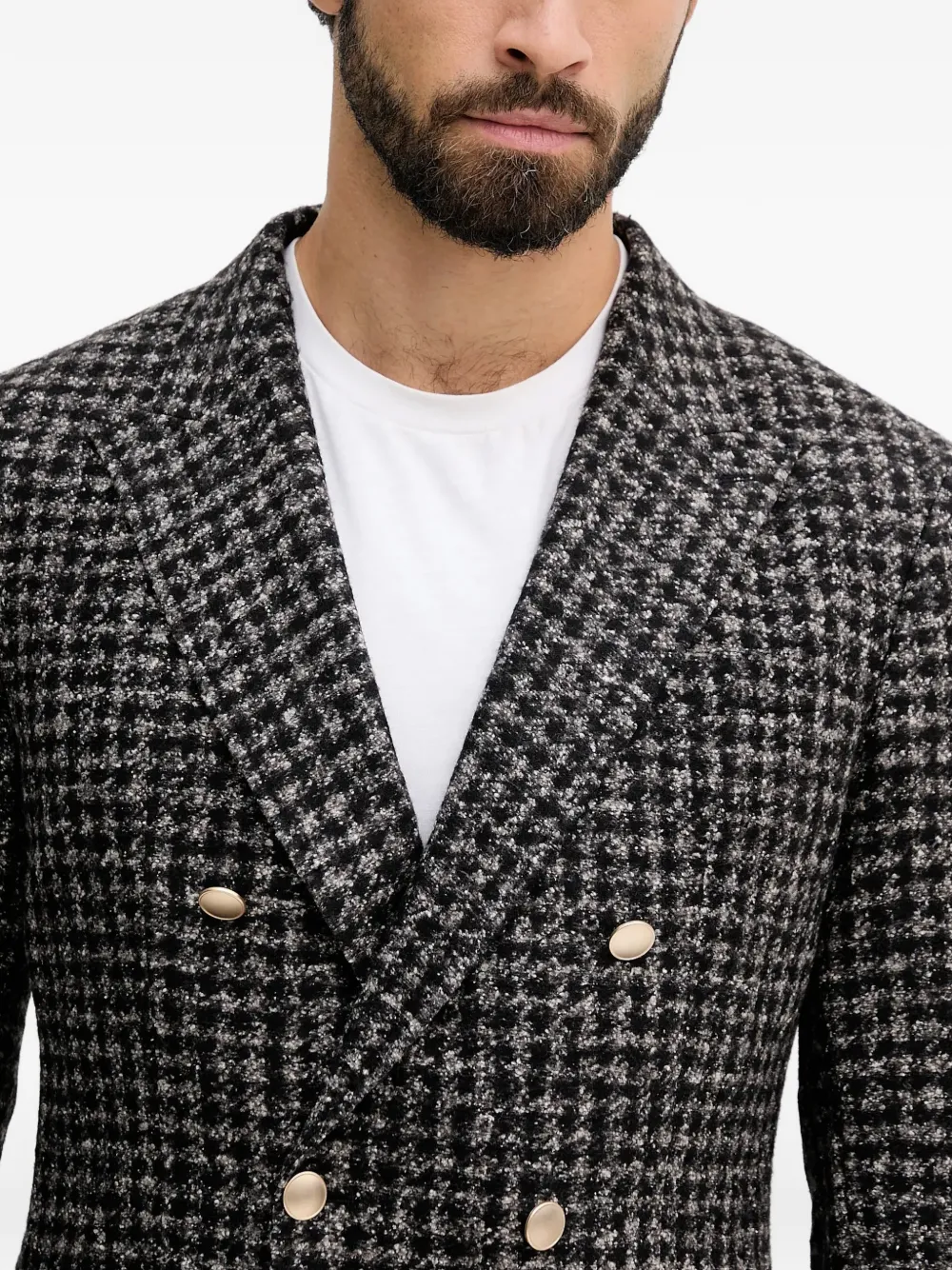 Heazy check-pattern double-breasted blazer