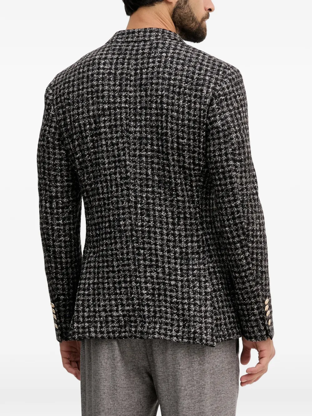  Joop! Heazy Check-pattern Double-breasted Blazer - Black 
