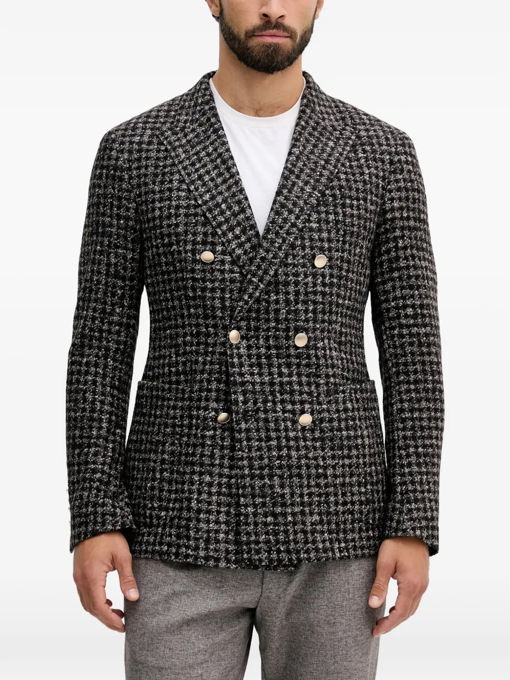 Joop! Heazy check-pattern double-breasted blazer - Black