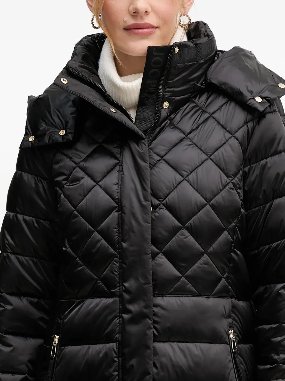 Joop Constance Quilted Hooded Coat In Black
