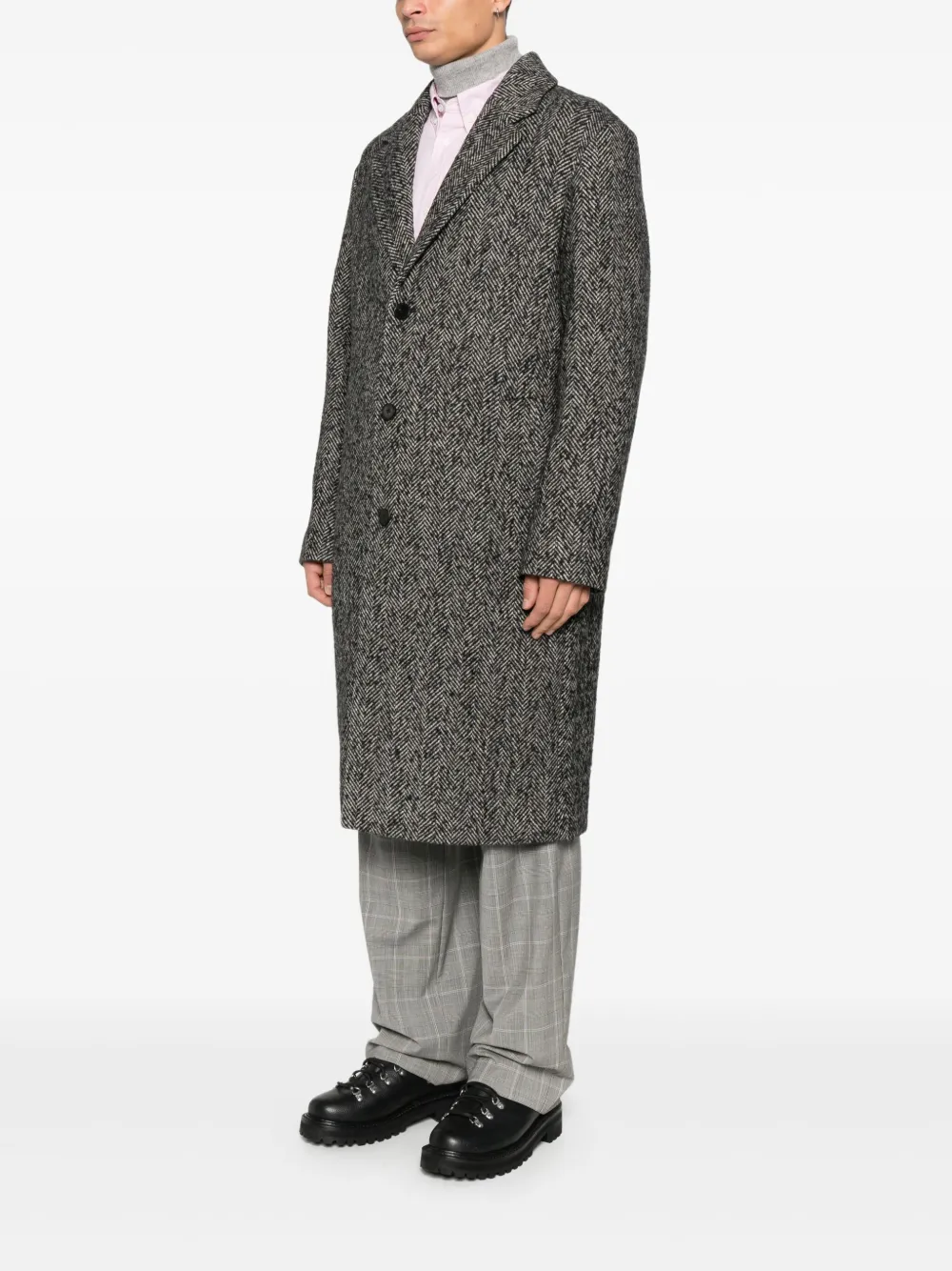 Herringbone Button Coat