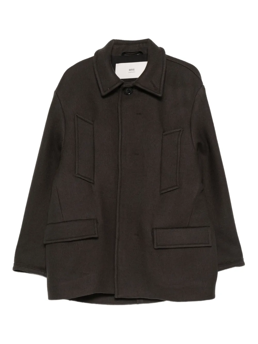 Ami Alexandre Mattiussi Caban Pocket Coat In Brown
