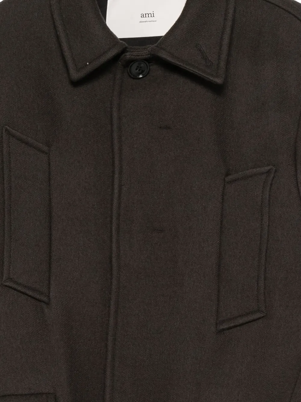 Ami Alexandre Mattiussi Caban Pocket Coat In Brown