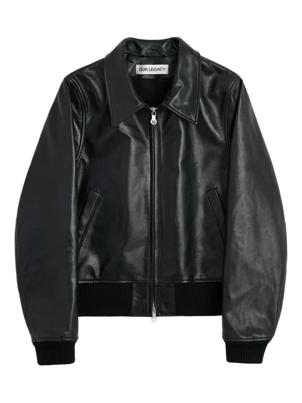 Our Legacy Radar Bomber Leather Jacket In Black