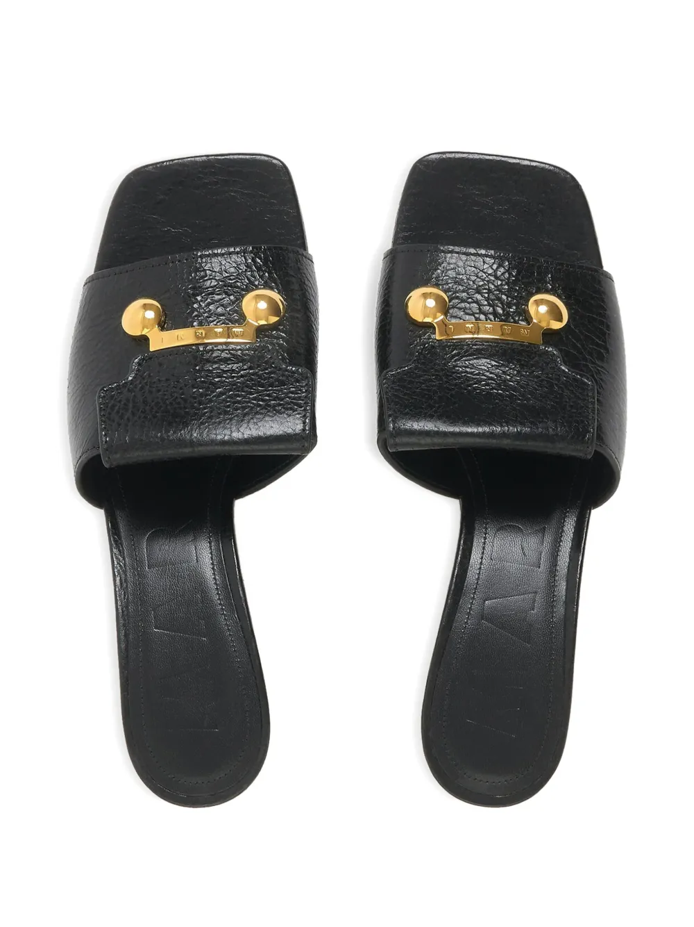 Marni Leren sandalen Zwart