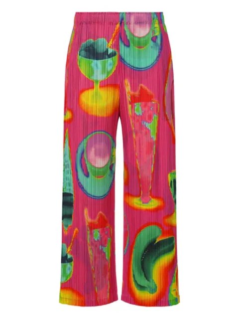 Pleats Please Issey Miyake pantalones con estampado Thermal Foods