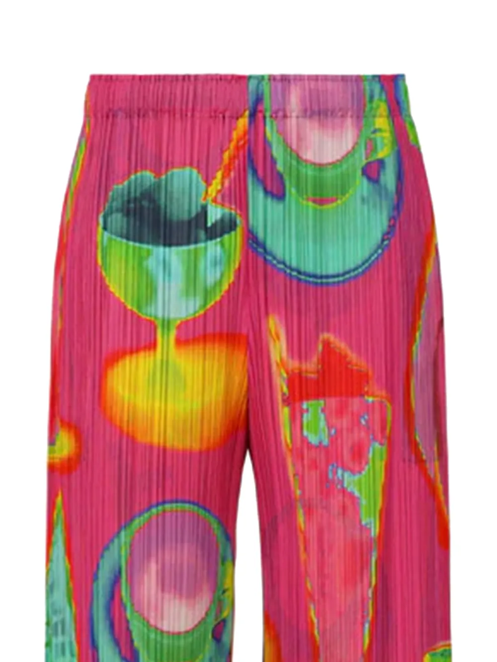 Pleats Please Issey Miyake Plooibroek met Thermal Foods-print - Roze