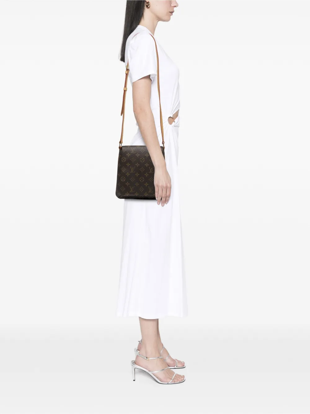 Pre-owned Louis Vuitton 2003 Monogram Musette Salsa Pm Long Strap Crossbody Bag In Brown