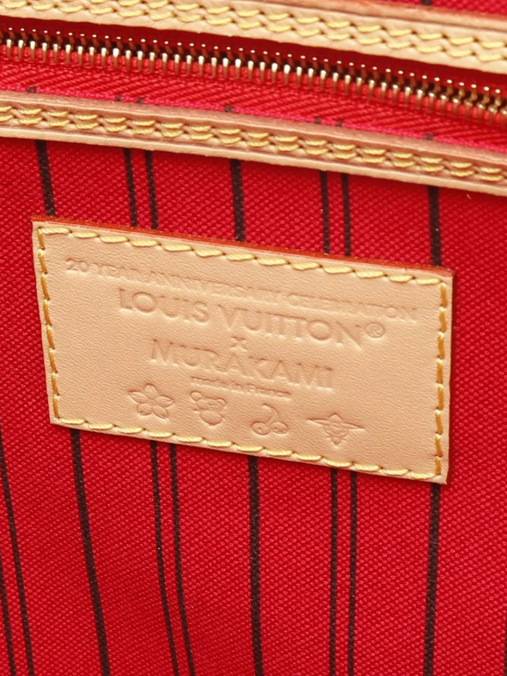 Pre-owned Louis Vuitton 2021-2025 Takashi Murakami Monogram Cherry Neverfull Mm Tote Bag In Brown