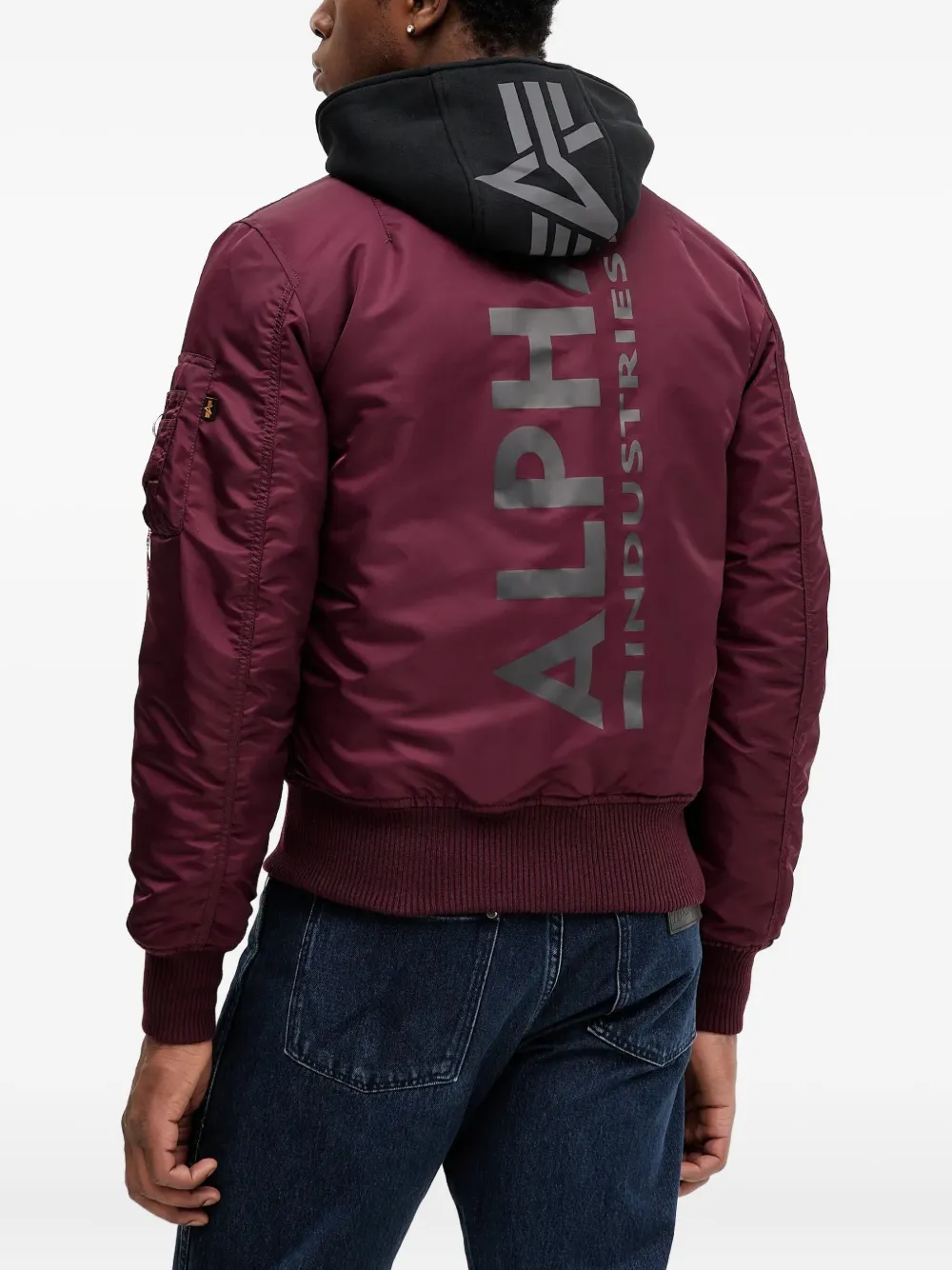 Alpha Industries MA-1 bomberjack met capuchon print en rits Rood
