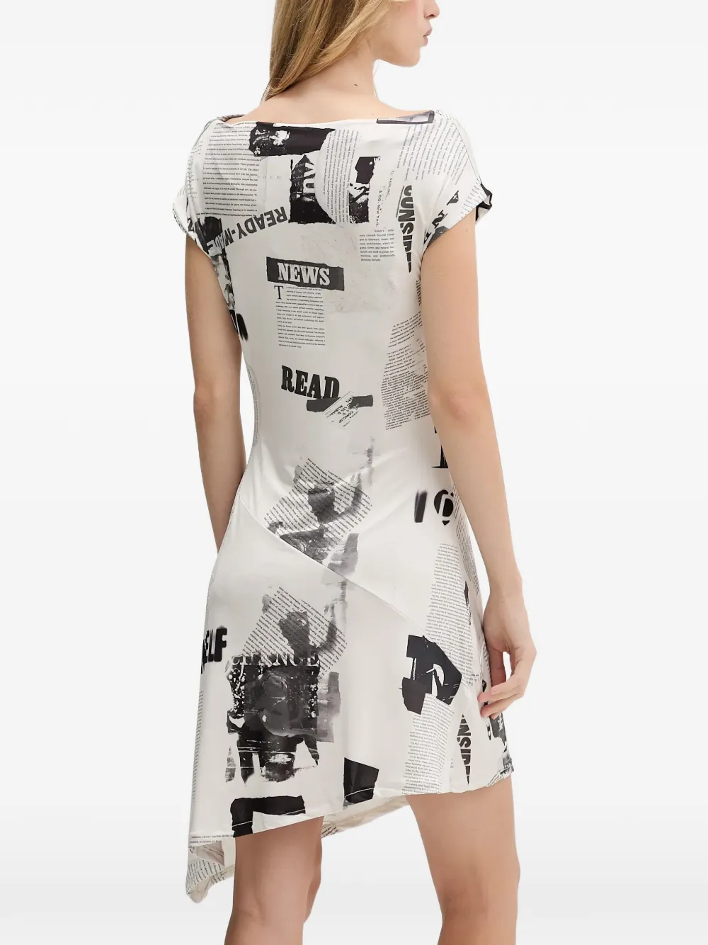 Desigual Jurk met krantenprint Zwart