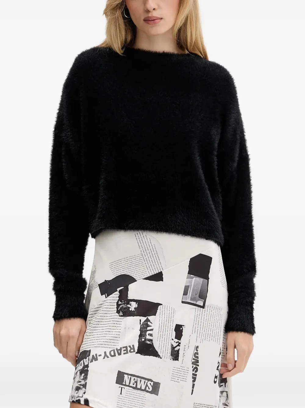 Desigual Jurk met krantenprint Zwart