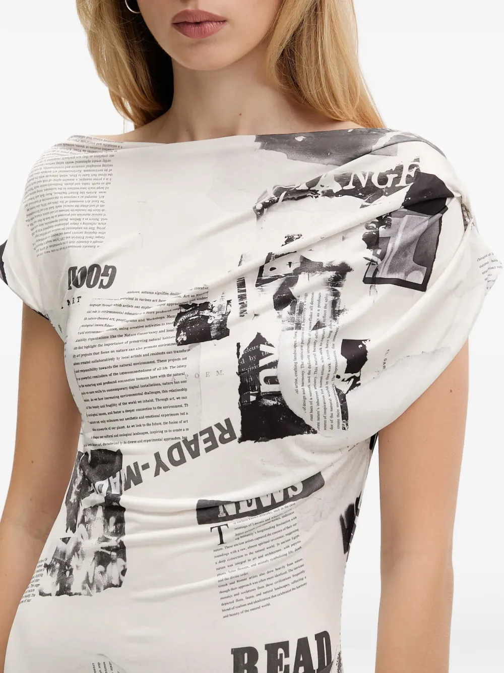 Desigual Jurk met krantenprint Zwart