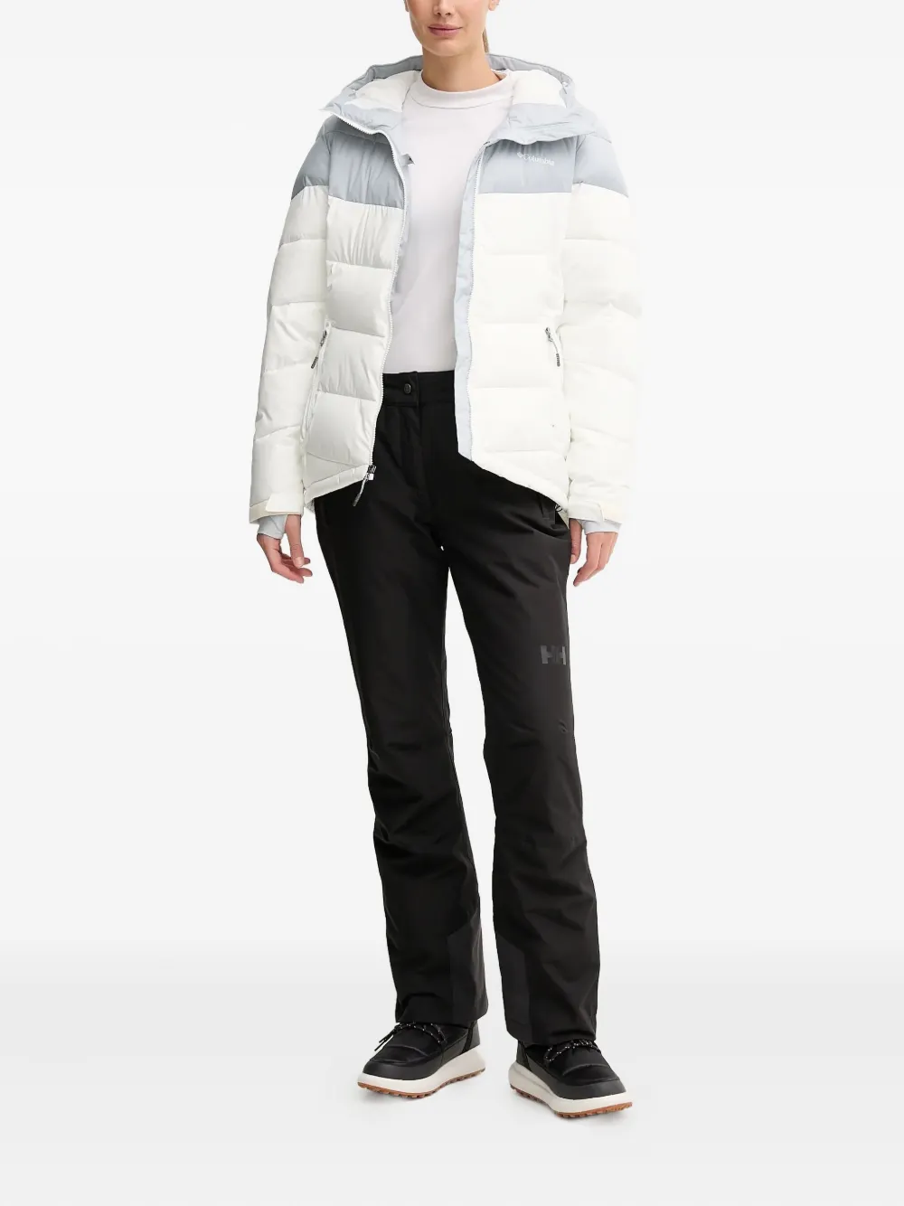 Columbia Hooded Zipped Ski Jacket In White